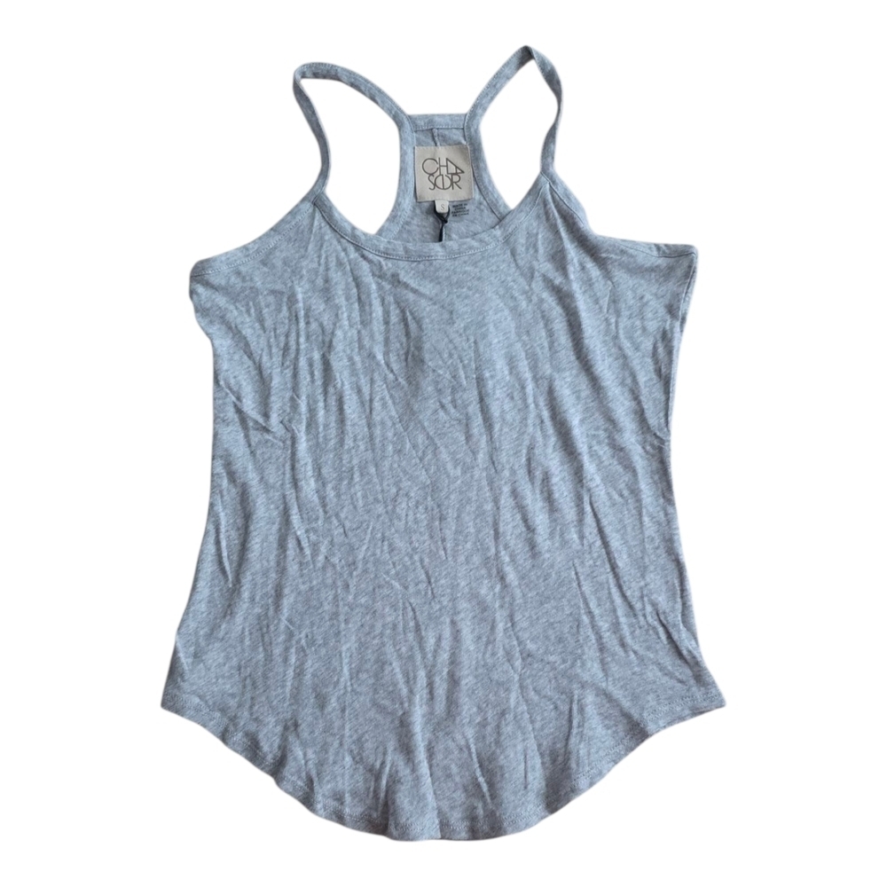 Chaser Light Gray Racerback Rounded Hem Cotton Tank Top S